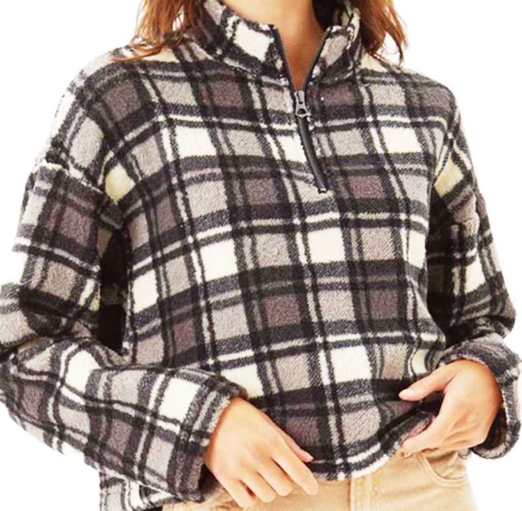 Plaid Sherpa Pullover