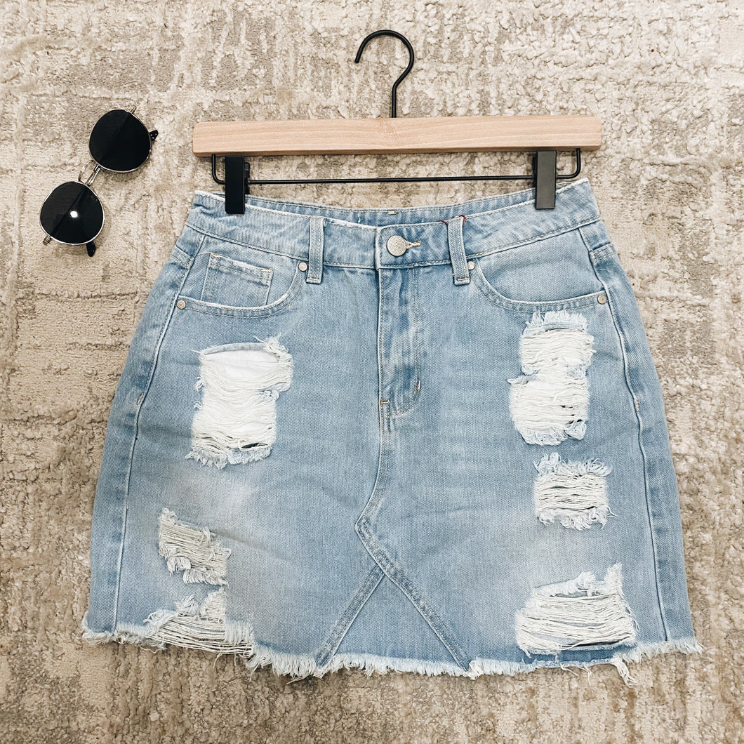 Raw ripped H waisted skirt
